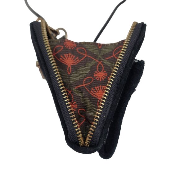 Spartina 449 Black Suede & Leather Crossbody Bag With Gold Hardware & Floral Lin - Picture 3 of 16